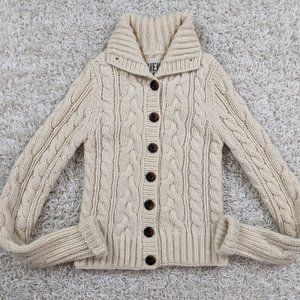 New Ruehl No.925 Cable Knit Cardigan Sweater A35